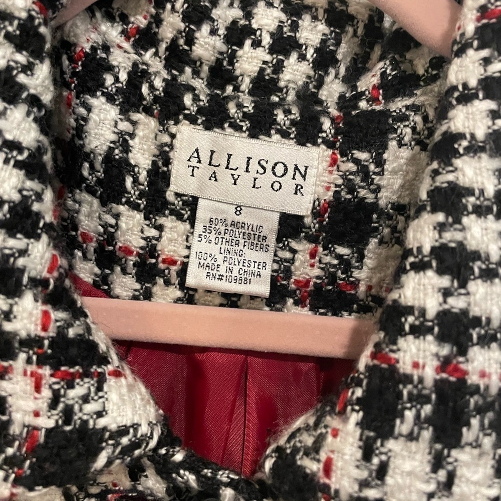 Black and white plaid Allison Taylor pea jacket. Size 8 - Picture 2 of 5